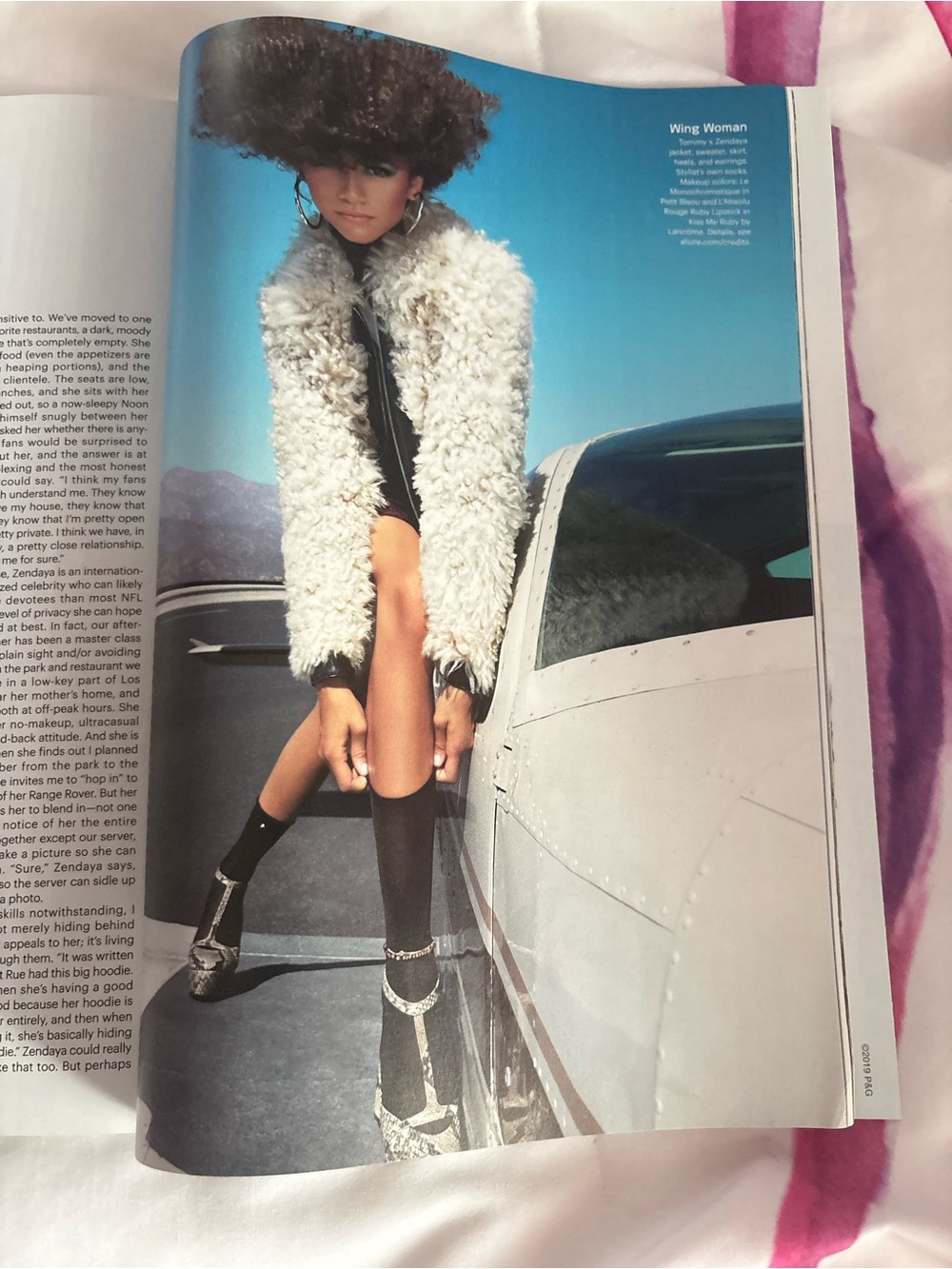 Zendaya for Allure Magazine - Blue & White Cover with Furry Coat - Picture 8 of 16